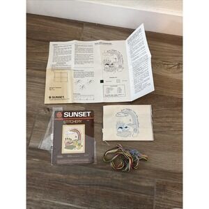 Vtg Sunset Stitchery Crewel Embroidery Kit Rain Into Rainbows - Open/ Started